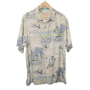 Tommy Bahama Vista Viewpoint Silk Blue Beachy Button Up Original Fit Shirt XL